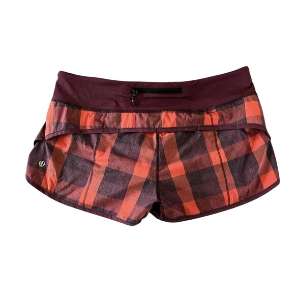 Lululemon‎ Size 10 Speed Short With Liner Womens Yama Check Flaming Tomato Red - Picture 4 of 16